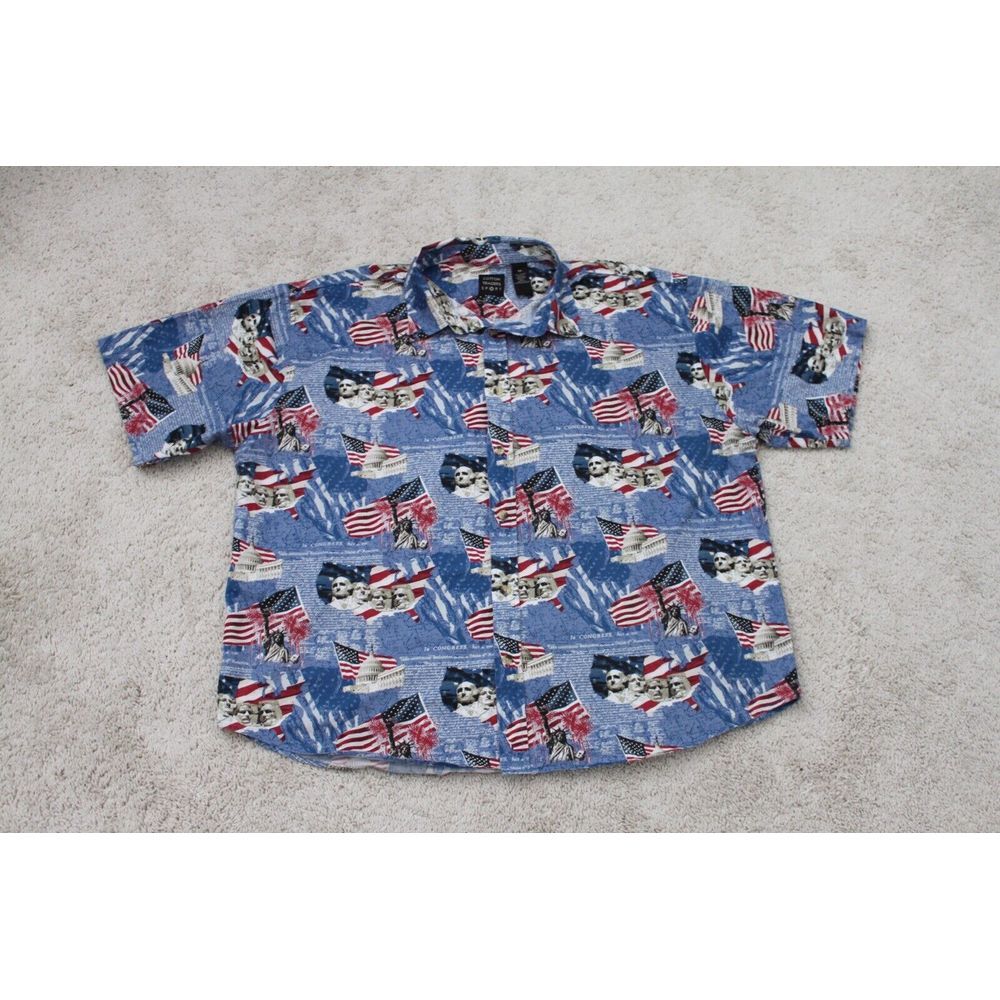 Cotton Traders Sport USA Patriotic Button Up Mens Size 2XL